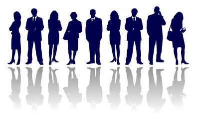 silhouettes of business people - 9802862