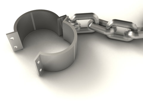 Prison chain suggesting freedom - rendered in 3d