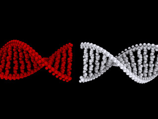 Conceptual chemistry scene - DNA structure - 3d render