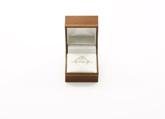 Wedding ring in rectangular jewel box