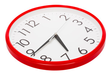 clock per the red case on a white background