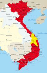 Vector map of Vietnam country colored by national flag