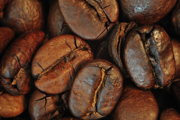 Extreme close up of coffee beans