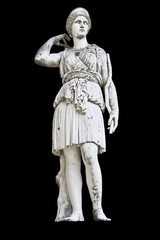 Statue on black background showing Goddess Athena