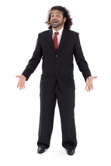 Man Greetings and Smoking a cigar .