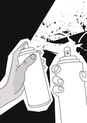 Heands with spraycans