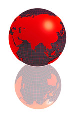 red 3d globe asia
