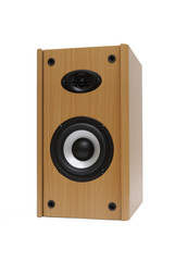 Wood speaker isolated on white background