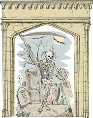 The Grim Reaper at the cemetery gate