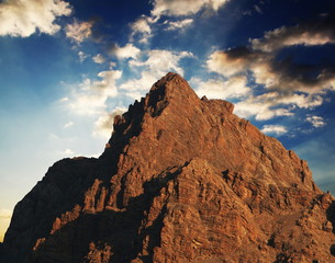 Mountains peak on sunrise