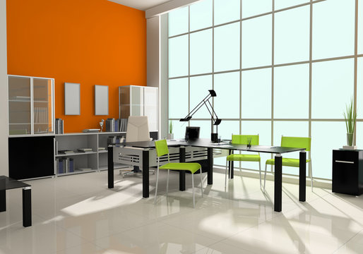 Modern interior with furniture for office