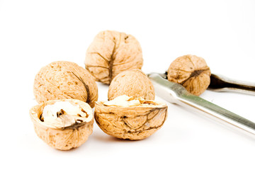 Nuts in composition with nutcracker isolated