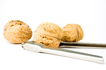 Nuts in composition with nutcracker isolated