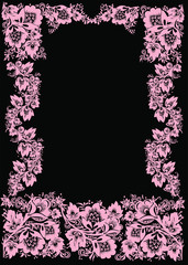 floral pink frame on black