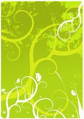 Grunge fresh green floral background