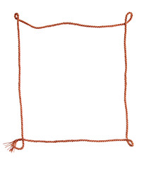 Isolated frame made from red rope on white background