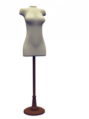 A female store mannequin isolated over white.