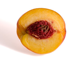 half of the peach, front view