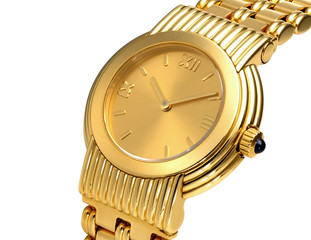 Close up of a fashionable golden watch