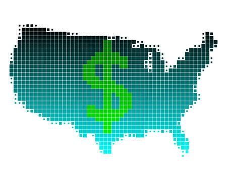 Karte der USA mit Dollar-Zeichen