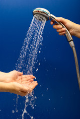 Shower with drops of  water