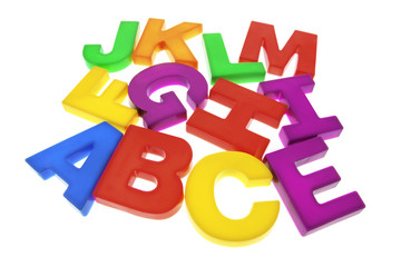 Plastic Alphabets on White Background