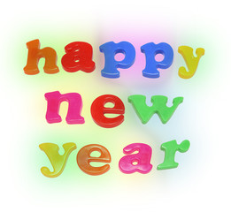 Happy New Year Alphabets on Coloured Background