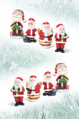 Composite of Santa Figures and Tinsel