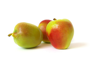 Three sweet apples isolated on white background