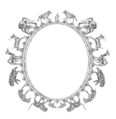 Animal Kingdom Sterling Sliver Oval Frame - isolated clipping