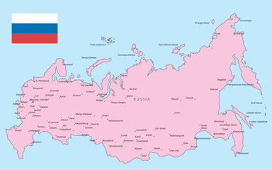 Russia vector map with flag