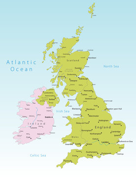 United Kingdom and Ireland vector map