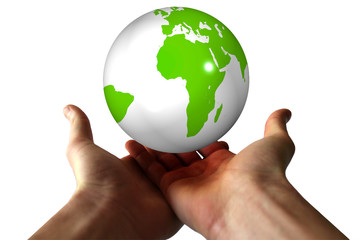 3D green world on human hands