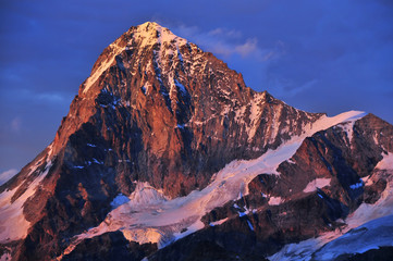 the Dent Blanche (4357m) in the Swiss Alps at sunset