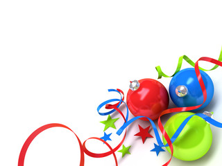 Christmas toys of different colours