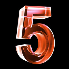 3d number 5 in red glass