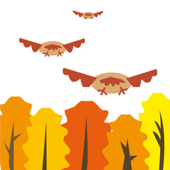 Illustration of migrant birds