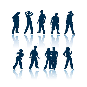 Teenagers vector silhouettes