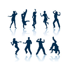 Dancing people vector silhouettes