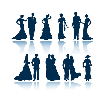 Evening vector silhouettes