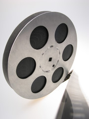 reel of  film of 16 mm on  white background, close up