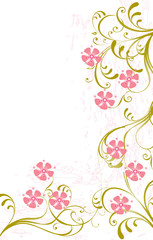 arabesque floral rose et tige verte