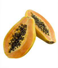 delicious halved papaya fruit