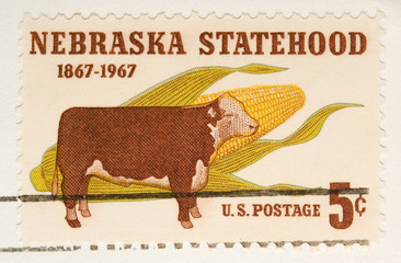 This is a vintage 1967  Stamp Nebraska Statehood