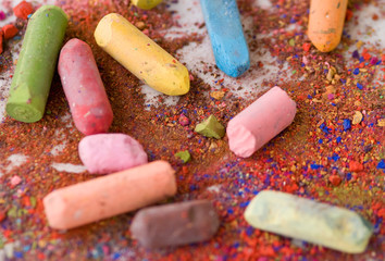 Colorful pastels with selective focus.