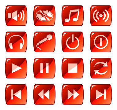 Web icons, buttons. Red series 5