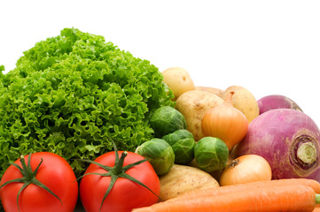 fresh vegetables on white background