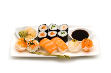 sushi on white background