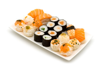 sushi on white background
