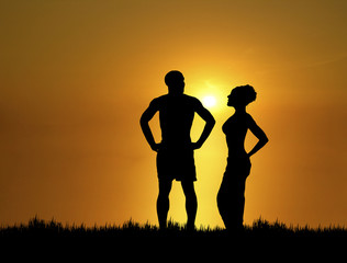 Fototapeta premium couple at sunset